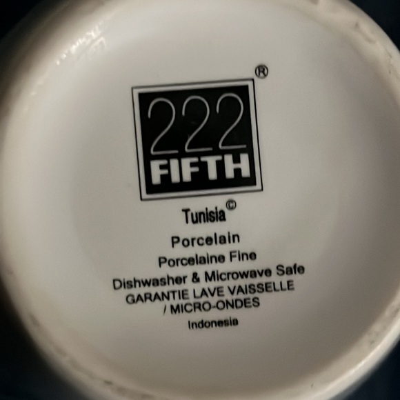 222 Fifth Tunisia Floral Mug Porcelain‎ Coffee Tea Cup Set of 4 - Picture 6 of 7